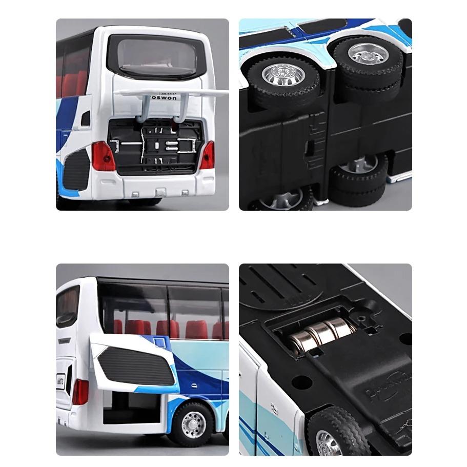 1/32 Electric Tourist Toy Traffic Bus Alloy Car Model Diecasts Simulation Metal Toy Business Bus Model Sound and Light Childrens Gift