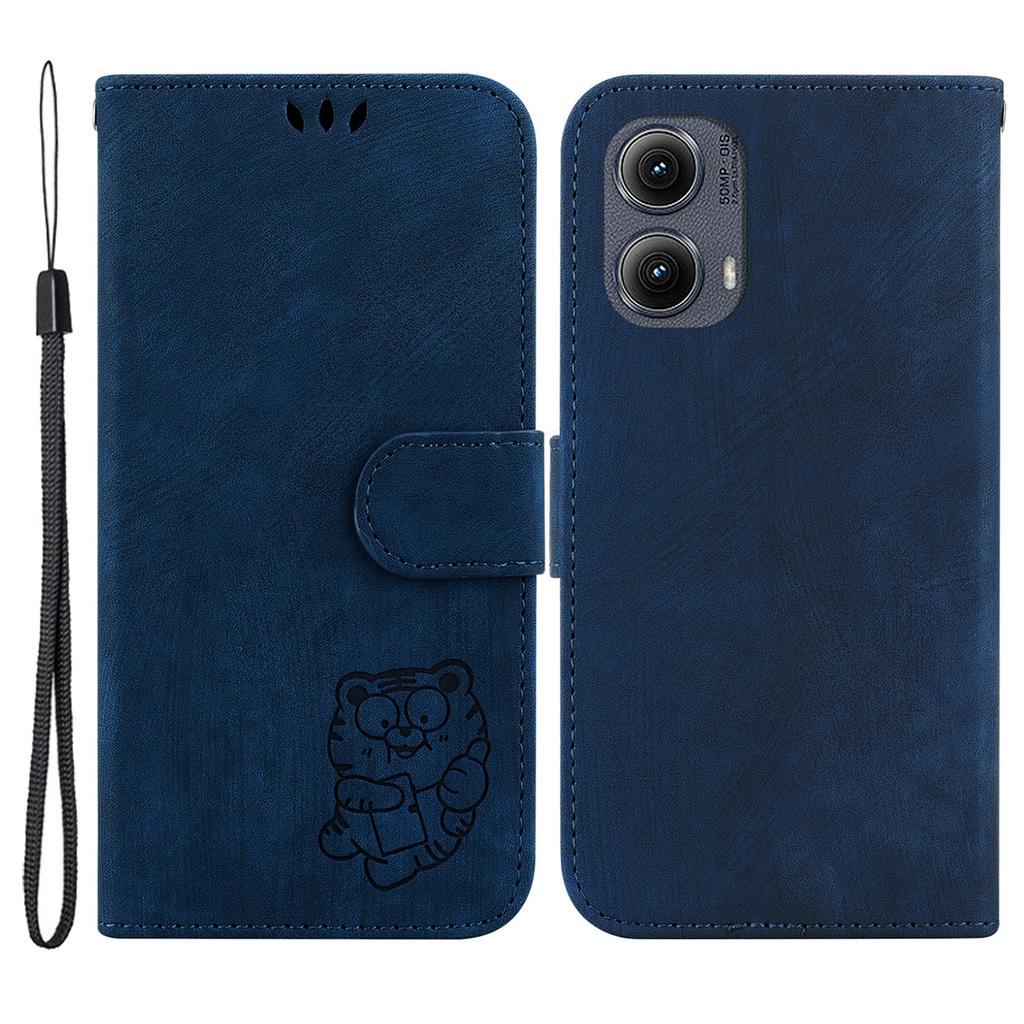 For Motorola Edge (2024) 5G Stand Case Cute Tiger Imprint Leather Wallet Phone Cover