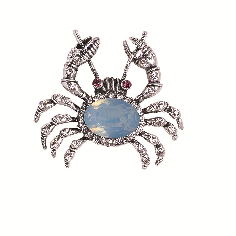 Animal Crab Brooch Pin Metal Rhinestone Crystal Badge Cardigan Sweater Lapel Pins Luxulry Jewelry For Women Accessories