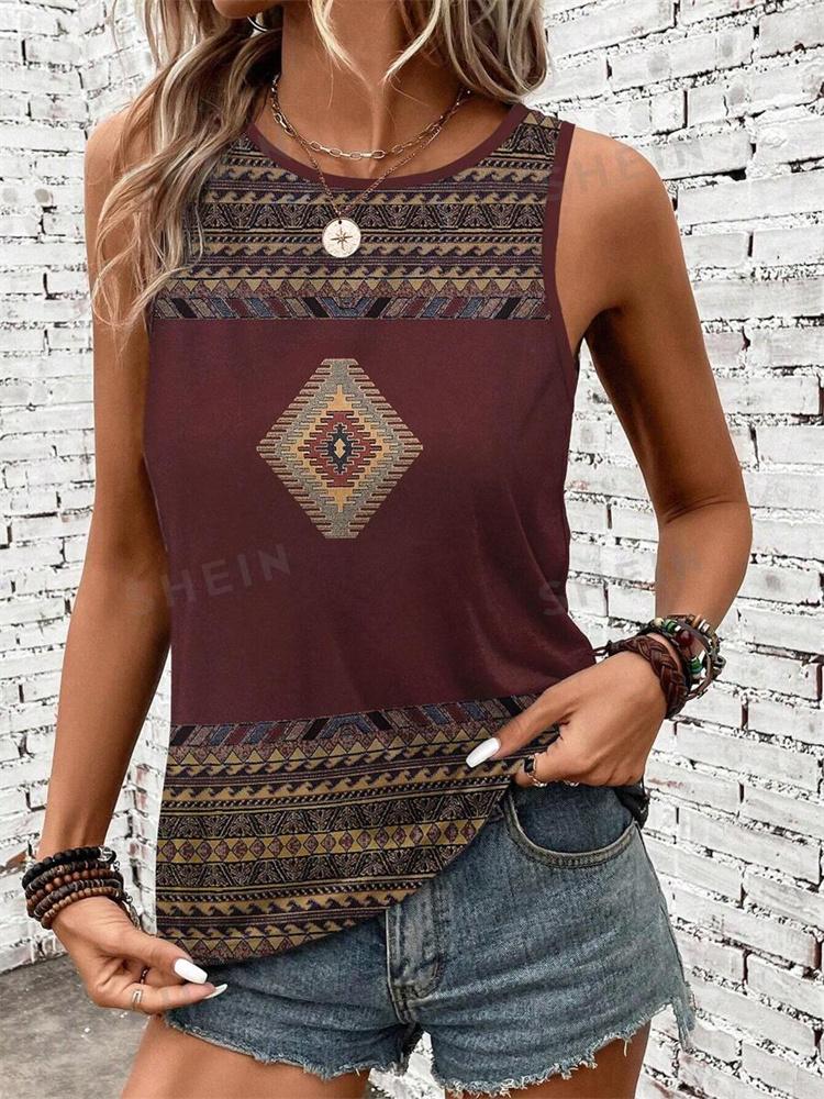 Outdoor Street Fashion Women's Sleeveless T-shirt Summer Casual Daily Crew Neck Tank Top Leopard Print Women's Elegant Tank Top