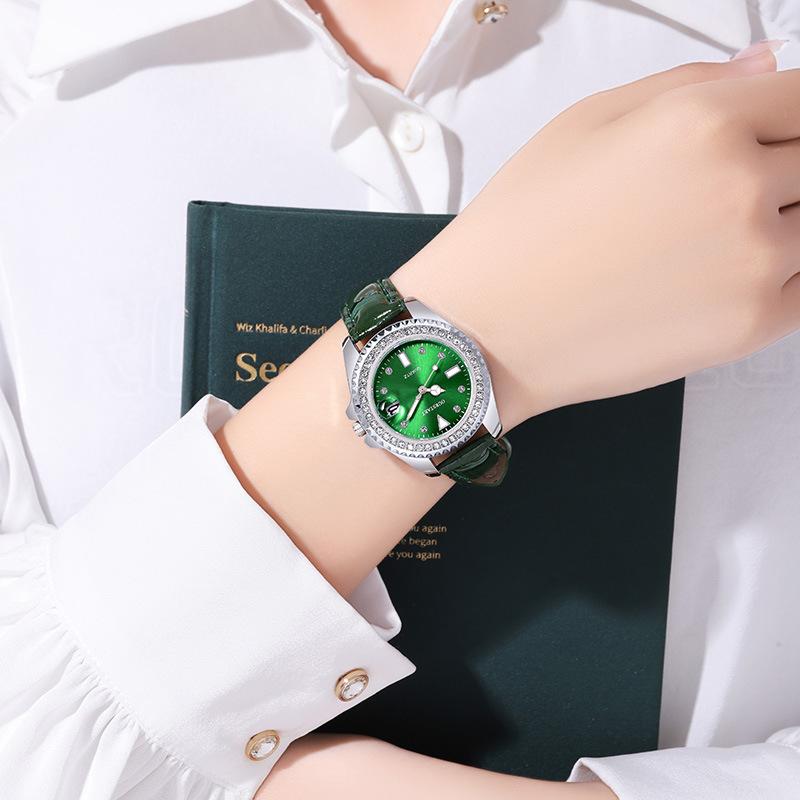 Fashion Watch Casual Clock Montre Homme Business Women Quartz Watch Calendar Sport Green Leather Strap Wristwatch Dropshipping
