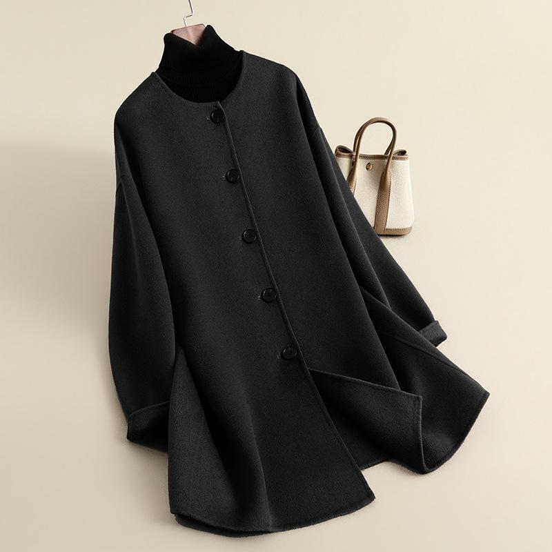 Autumn new silhouette new versatile double-sided woolen coat coat women's double-sided wool coat