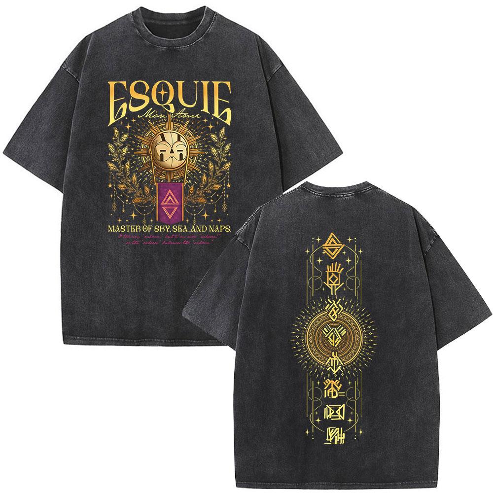Esquie Game Clair Obscur Expedition  Washed T Shirts Men Women Clothing Fashion Retro Oversized ONeck Short Sleeve Tshirts