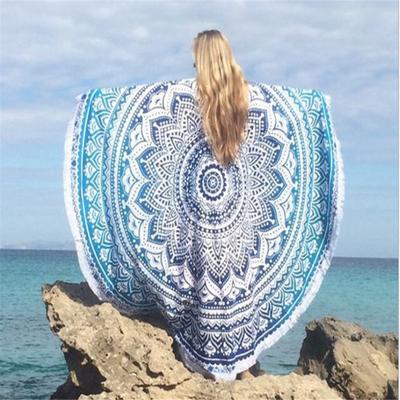 1 PIÈCE Serviette de Plage Ronde d'Été 150 cm Tapis Cercle Mandala Serviette TQ