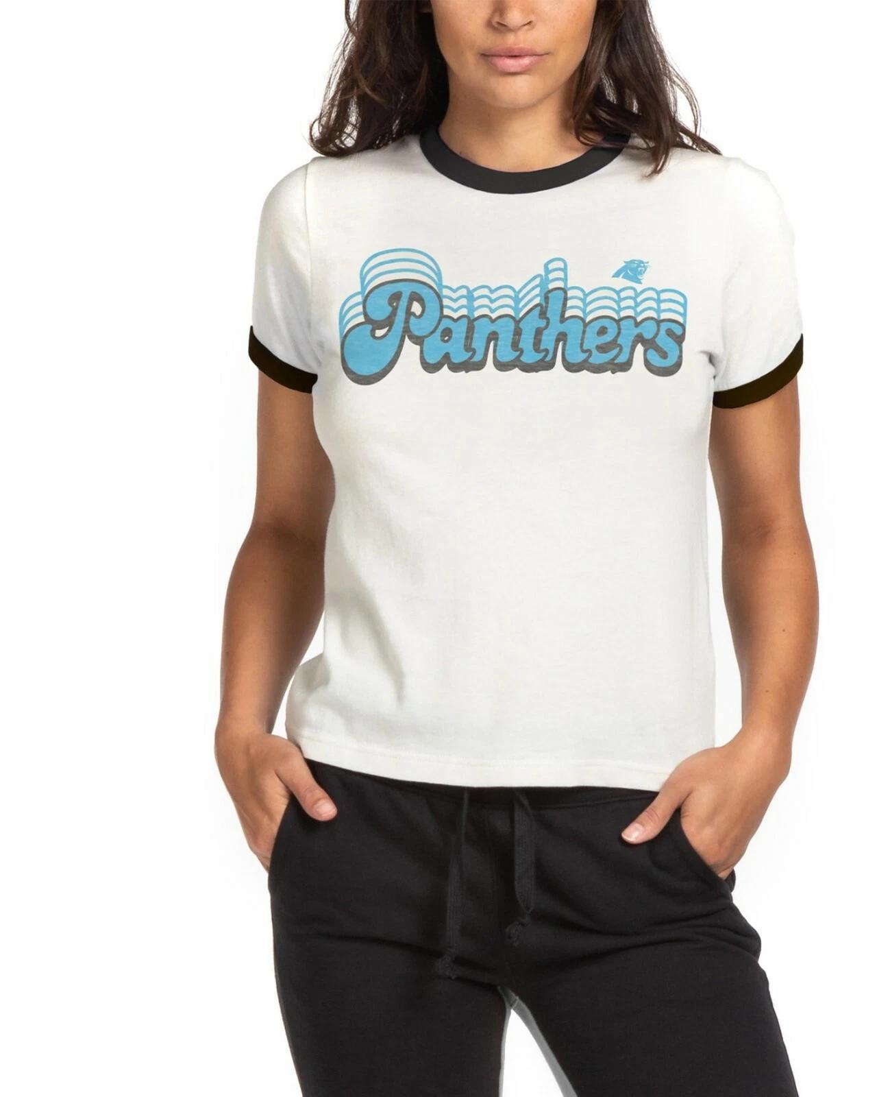 Junk Food Womens Carolina Panthers Retro Ringer Tee Shirt New XXS-2XL 2XL