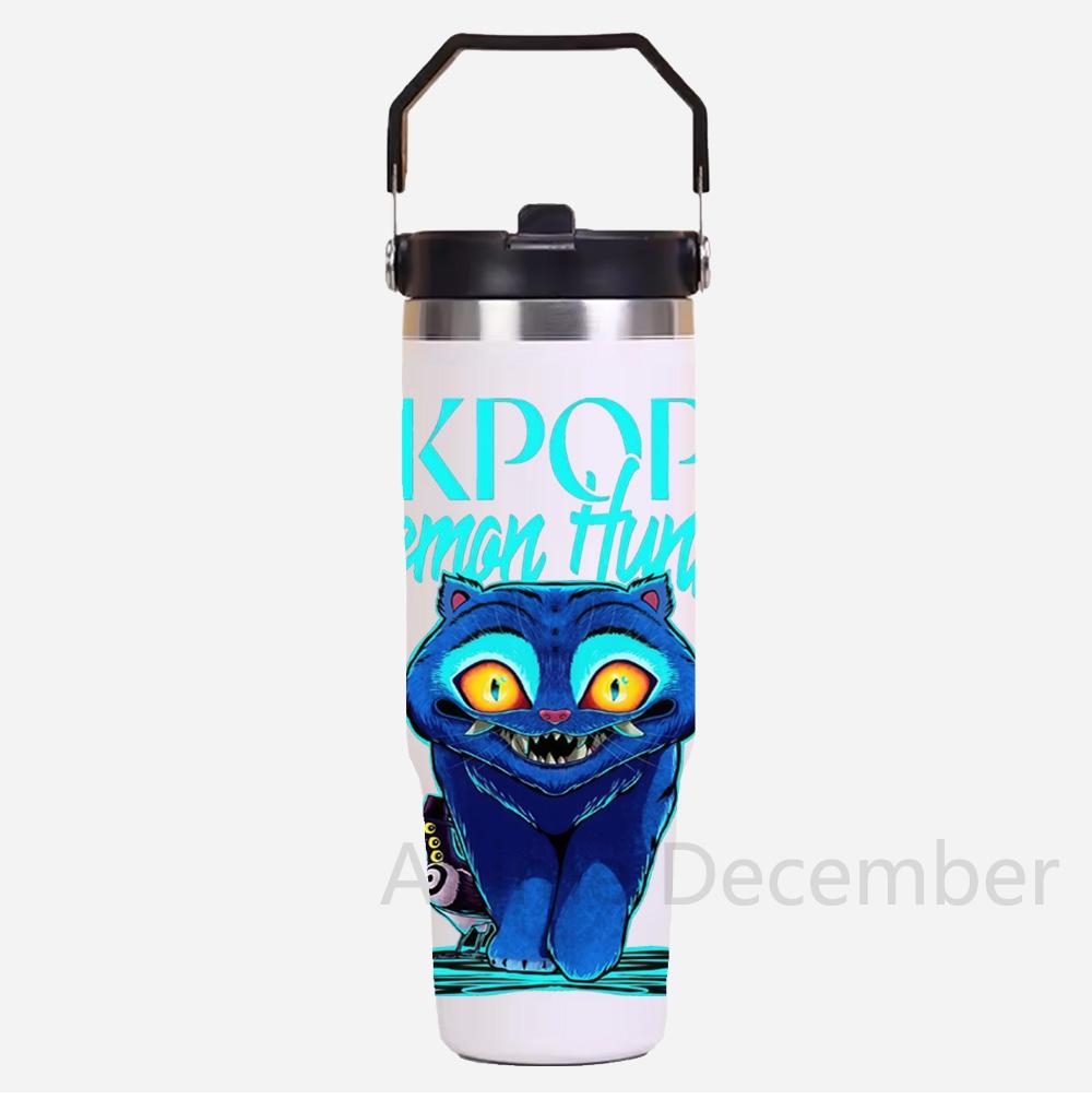 30Oz Anime K-Pop American Simple Solid Color Stainless Steel Thermos Portable Car Easy To Carry Water Cup Thermal Insulation Cold Ice Cup