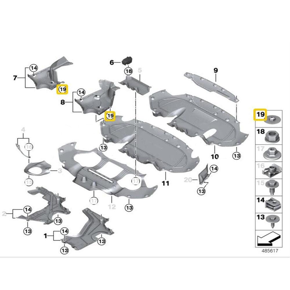 10× Tepelná ochrana Montážní matice 07146949380 Pro BMW 1 3 5 7 8 M3 M5 M6 Z3 Z4 Z8