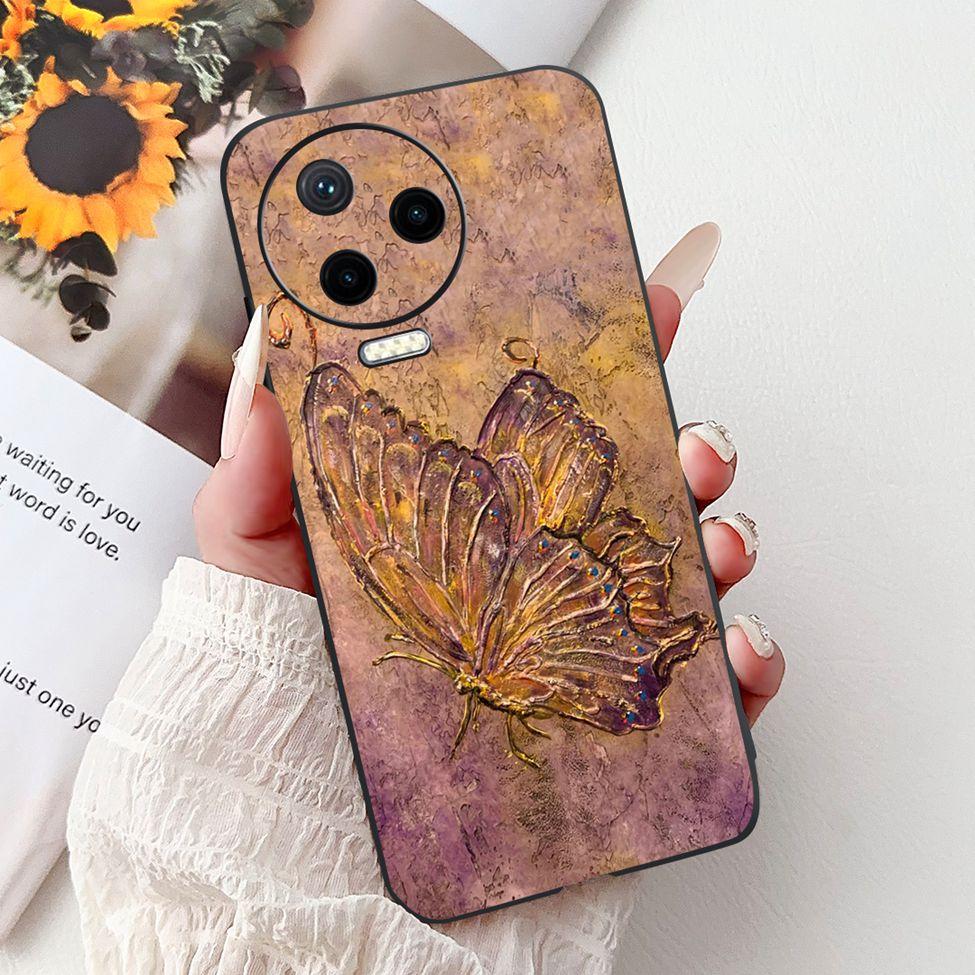 For Infinix Note 12 Pro 4G Case X676B Silicone Cute Cat Fashion Flowers Painted Cover For Inifnix Note 12 Pro Phone Case Bumper
