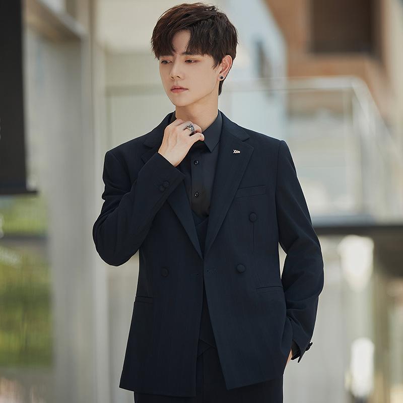 

Мужское деловое платье корейской версии, облегающее свадебное платье, повседневный пиджак 4XL тёмно-синий