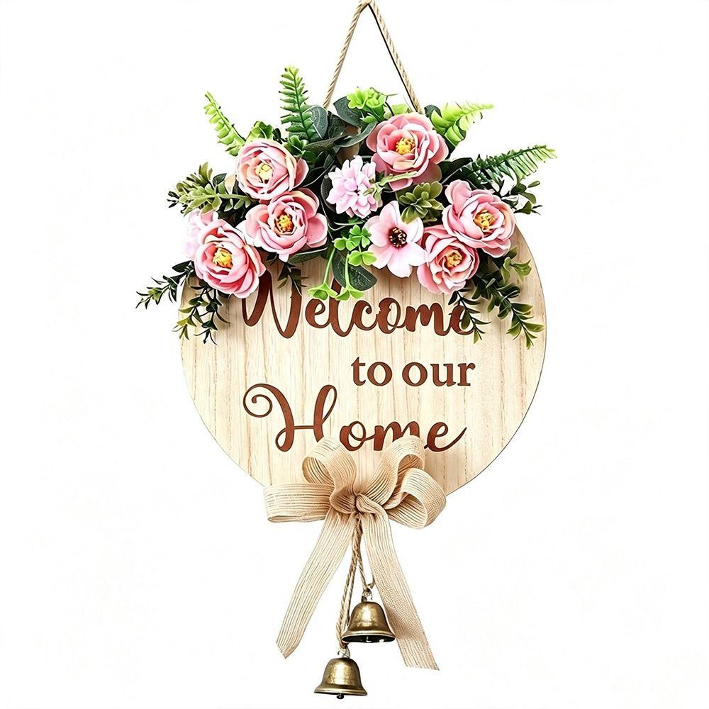 Solid Wood Wooden Welcome Sign 2D Flat Hanging Wooden Board Hanging Plaque Holiday Decorating