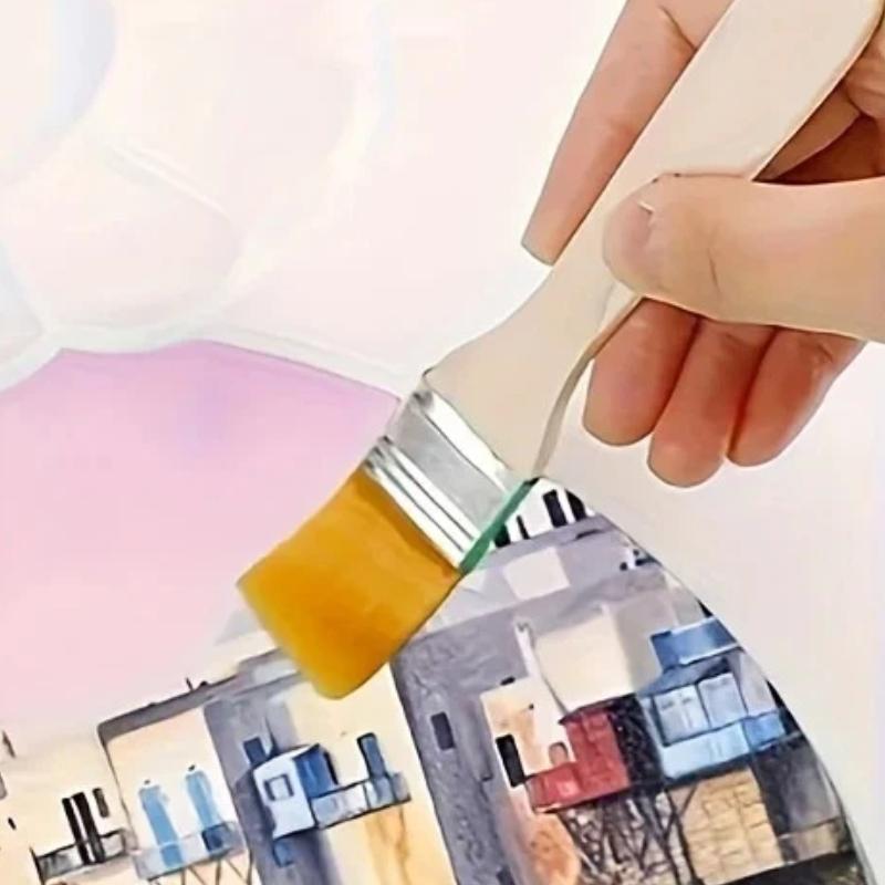 50pcs Short Wooden Handle Nylon Brushes Art Paint Brushes Watercolor Brushes Wall Brushes Art Brushes Cleaning Tools