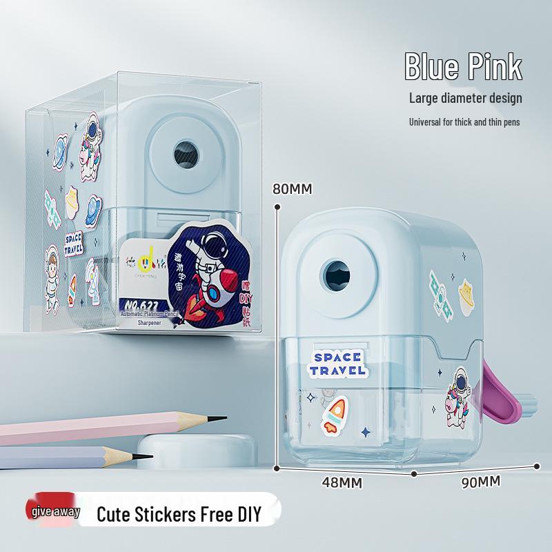 Cute Cartoon Manual Pencil Sharpener with DIY Stickers for Middle School Students