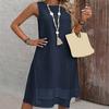 Women's Summer Dress Casual Sleeveless Crew Neck Midi Dress Holiday Travel Shift Sundress