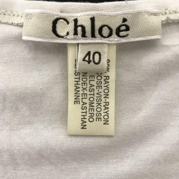Chloe Made in Italy Logo Print Stretch Short Sleeve T Shirt White Women’s Size 40 M L(USED)
