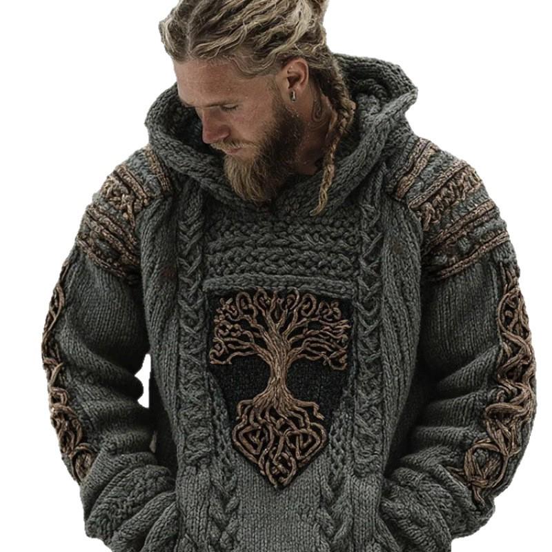 Unisex 3D-bedruckter Strickpullover mit Kapuze für Herbst/Winter