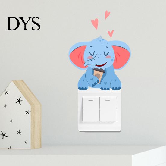 Decorative Party Scene Accents Cute Elephant Switch Sticker, PVC Waterproof Light Decal, Protective Cover for Safe Electrical Surround Stickers