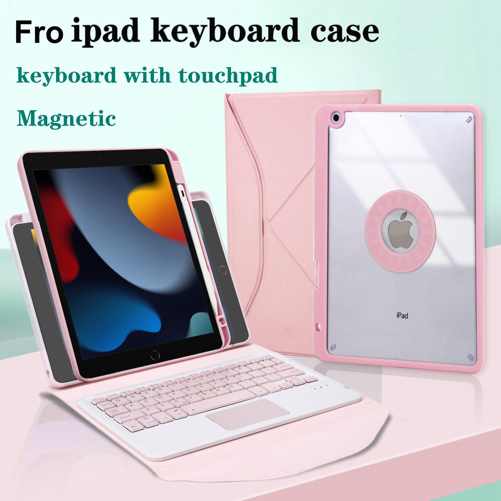 

Z102B-A For iPad 10.2 (2021)/(2019)/(2020) Wireless BT Keyboard Case with TouchPad Scratch-Proof Cover Tablet Case Pink