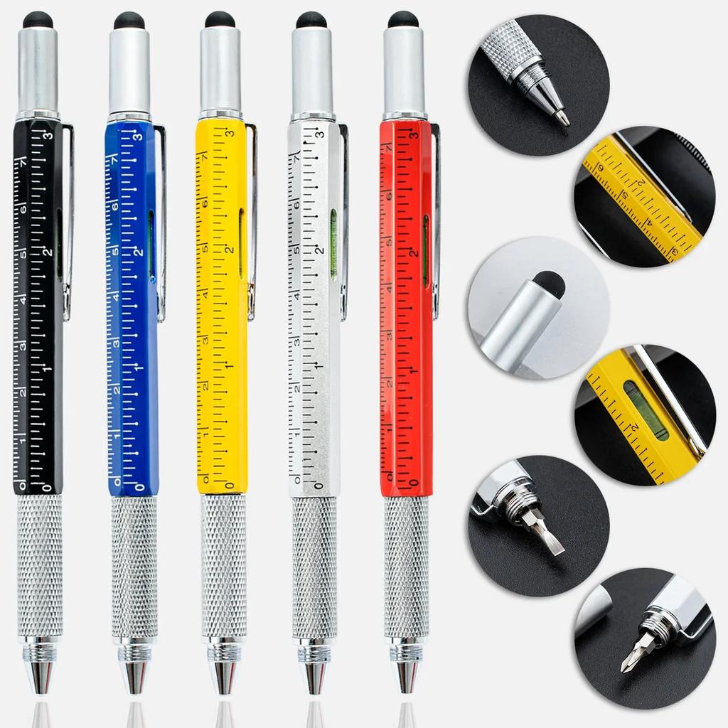 SIX IN ONE Multifunction Functions Screwdriver Luxury Metal Ballpoint Rollerball Pens Stationery Customized Logo Tool Pen Gift