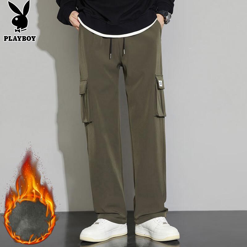 PLAYBOY Men's Fleece Lined Loose Fit Cargo Pants