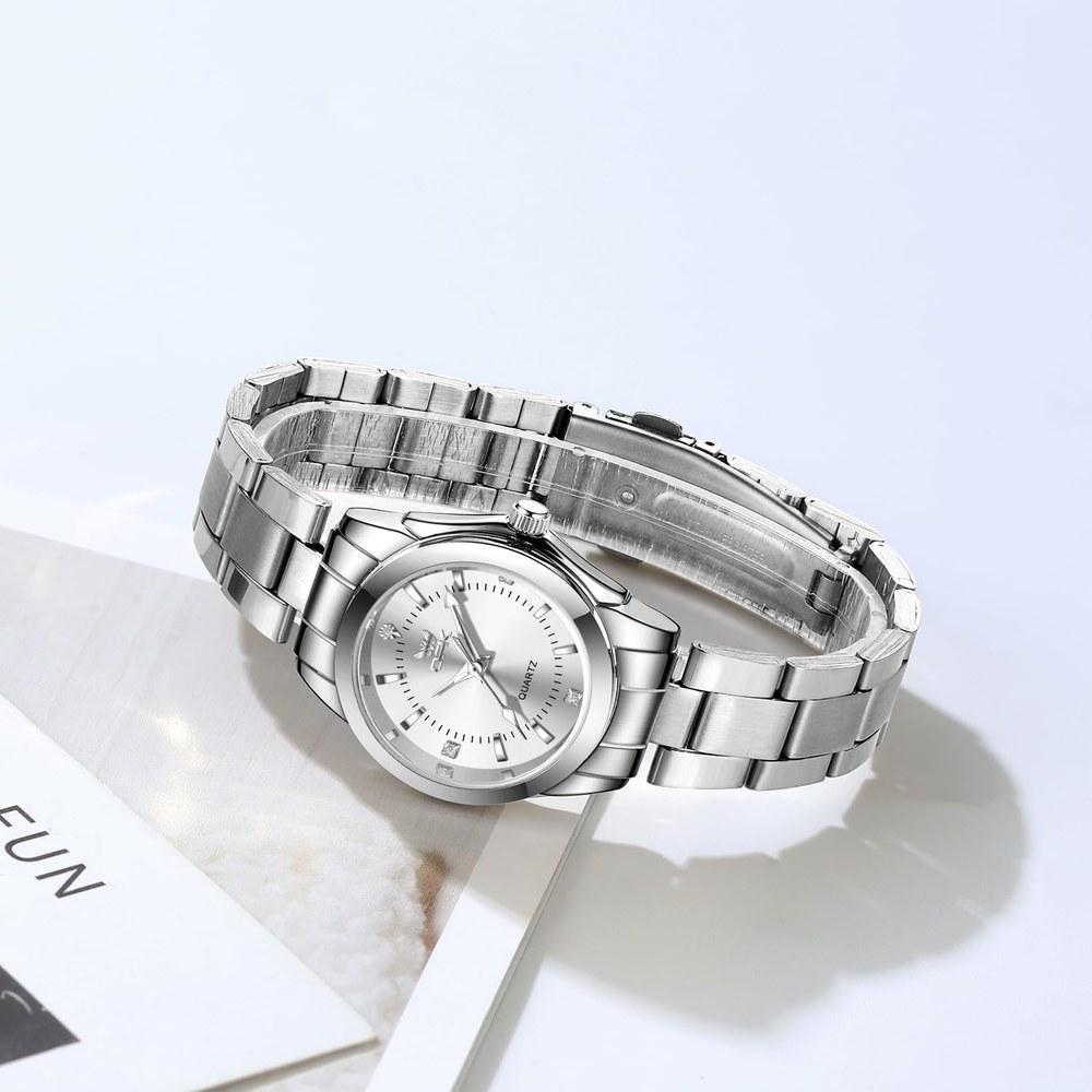OPK Ladies Quartz Wristwatch Stainless Steel Band 30M Water Resistant Diamond Dial Luminous Classic Business Women's Stylish Gift