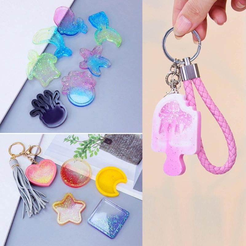 9 Stück Tiere Resin Schüttelformen Handgemacht Anhänger Dekoration Silikonformen Treibsand Schlüsselanhängerform Leicht zu Reinigen