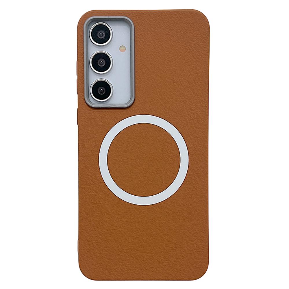 For Samsung Galaxy A55 5G Phone Cases Leather Texture TPU Back Cover Support Wireless Charging