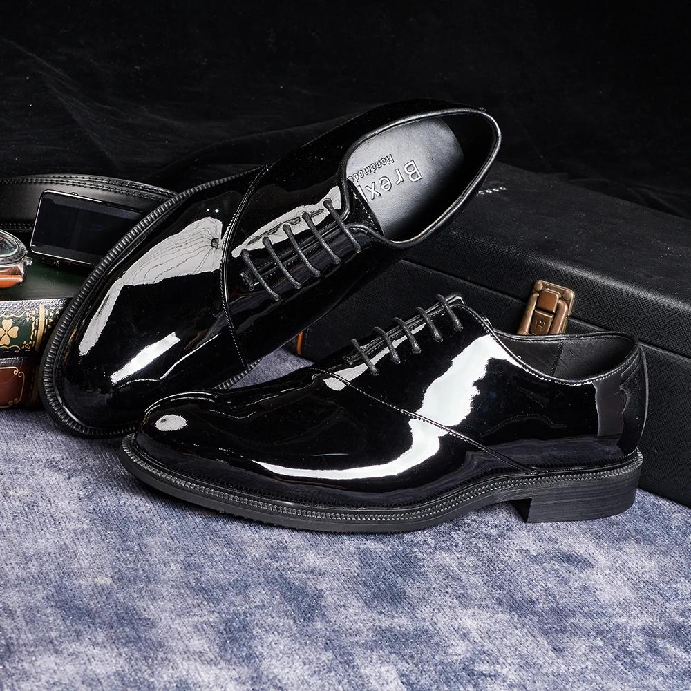 Fashion 2025 Men's Pointed Toe Oxford Shoes Luxury Genuine Leather Dress Shoes Black Wedding Gentleman Office Shoes