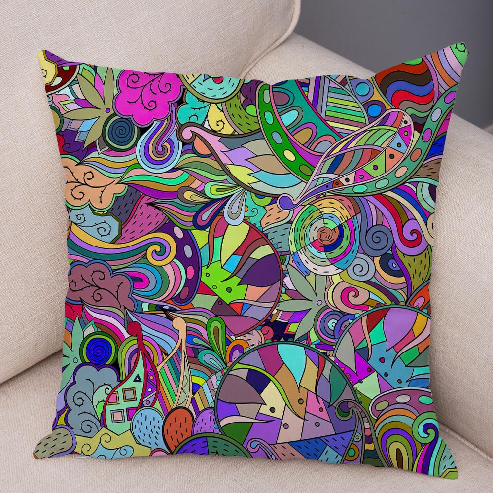 Bright Abstract Bohemian Floral Art Print Household Sofa Bedroom Decoration Pillow Cover Cushion Shell