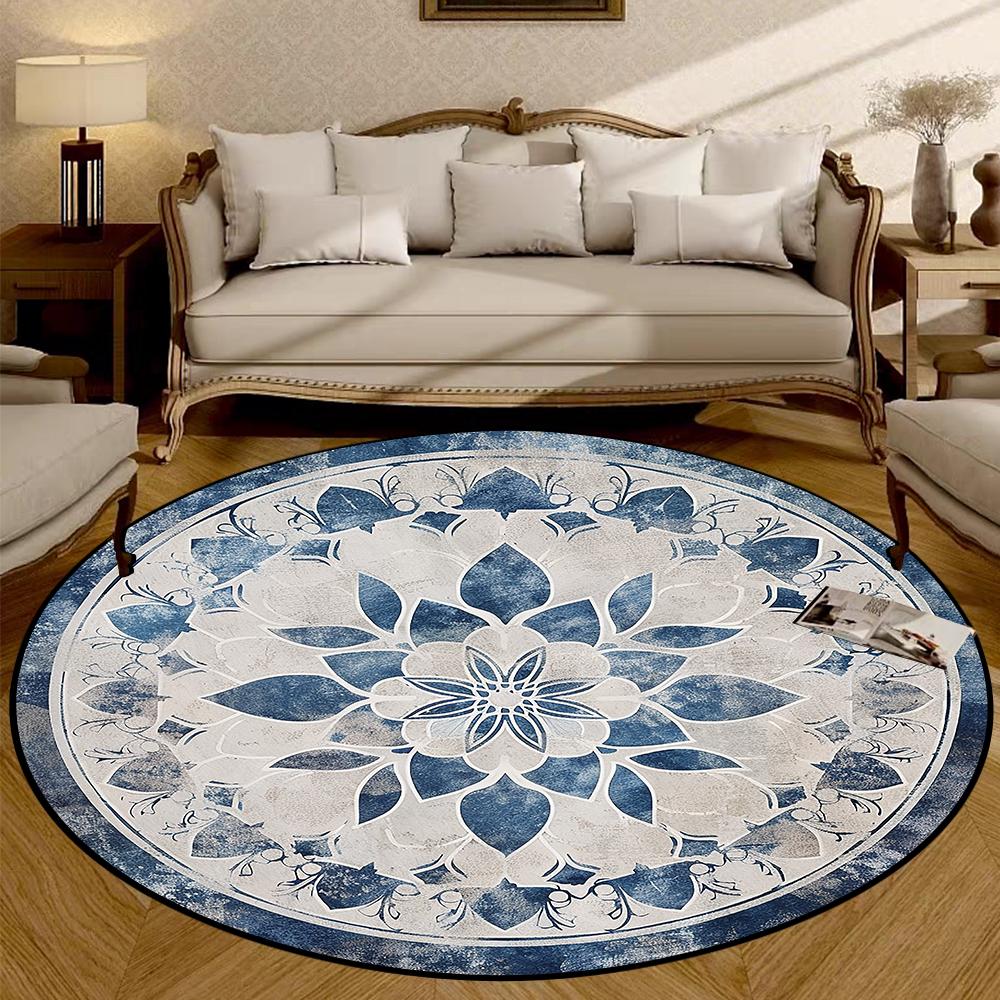 Bohemia Style Round Living Room Carpet Non-slip Bedroom Decoration Washable Rugs Office Chair Mat Bedroom Bedside Soft Carpets