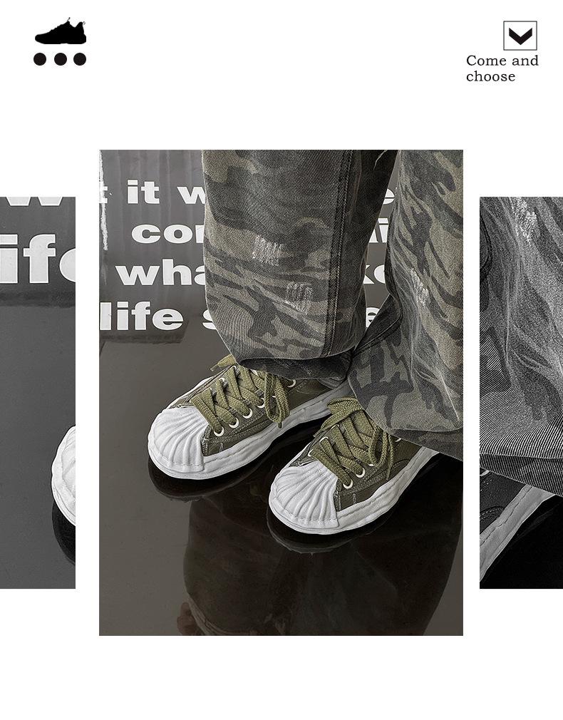 Herren Sommer Atmungsaktive Canvas Schuhe mit Dicken Sohlen & Höhenerhöhung - Trendige Shell Toe Casual Weiße Sneaker