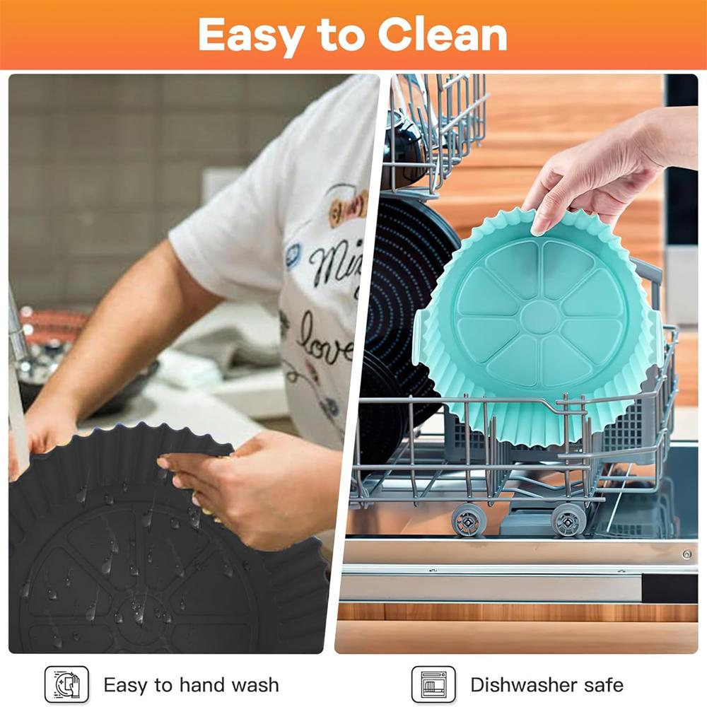 Air Fryer Silicone Baking Tray, Air Fryer Silicone Pot,Liners, Reusable Non-Stick Basket, Food Grade Silicone BPA Free