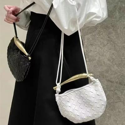 Leather Versatile Sardines Bag Woven Bag Women's High-end Sense Portable Dumpling Bag New Shoulder Messenger Bag