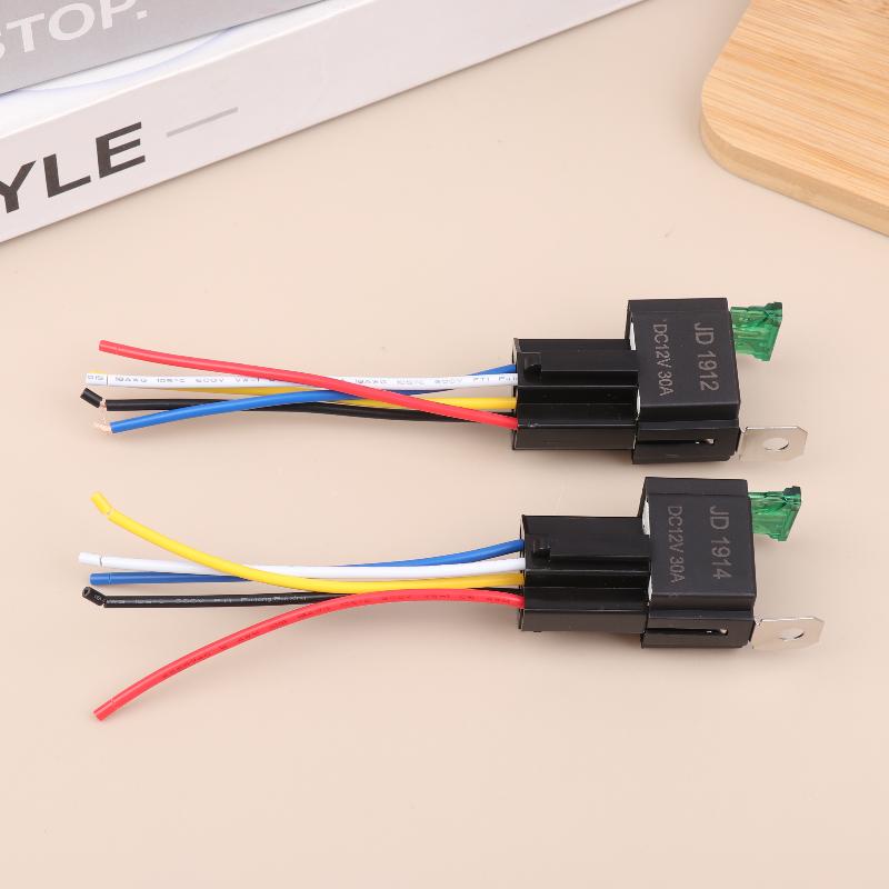4/5Pin Waterproof 12V 30A Fuse Relay Switch With 14Awg 16 Awg Wire, 12V 4/5 Pin Spst Fuse Relay For Car Truck