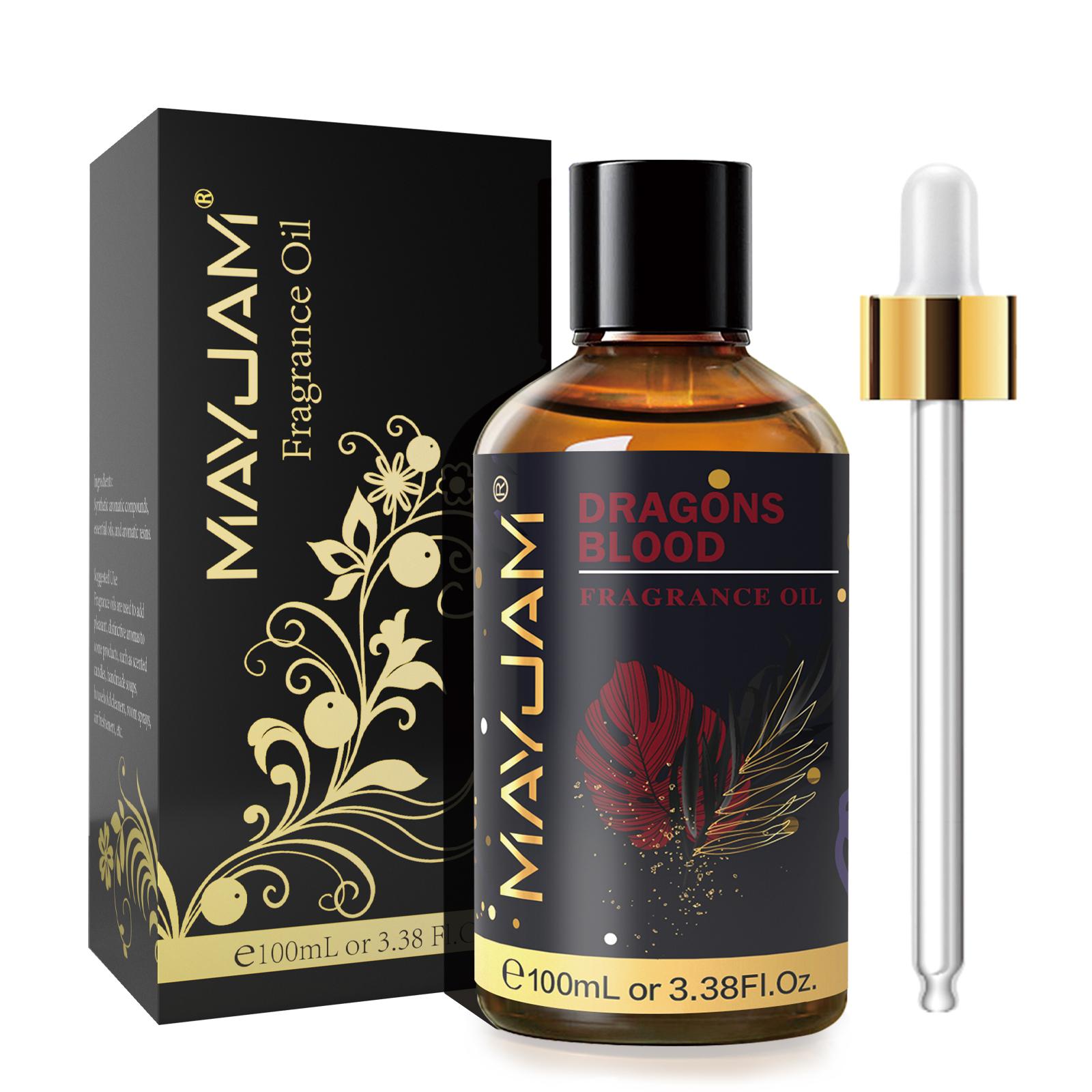 

MAYJAM 100ML/3.38FL.OZ Ароматні олії, Ефірні олії вишні, манго, кокоса та ванілі для ароматерапії Дифузори Спа Йога Мило Виготовлення свічок Dragons Blood
