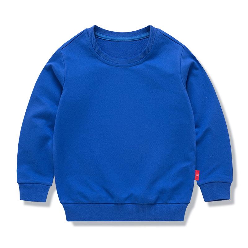 Children's Spring Collection Korean-Style Solid Color Hoodie - Trendy Long Sleeve Round Neck for Boys & Girls