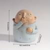 Funny Nose-Pinch Boy Statue - Whimsical Cream & Blue Resin Decor. Playful Desk Art & Perfect Gift! 