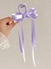Korean Ballet Style Ribbon Bow Hair Clip with Tassels - Large Double Layer Duckbill Clip Headwear for Girls.