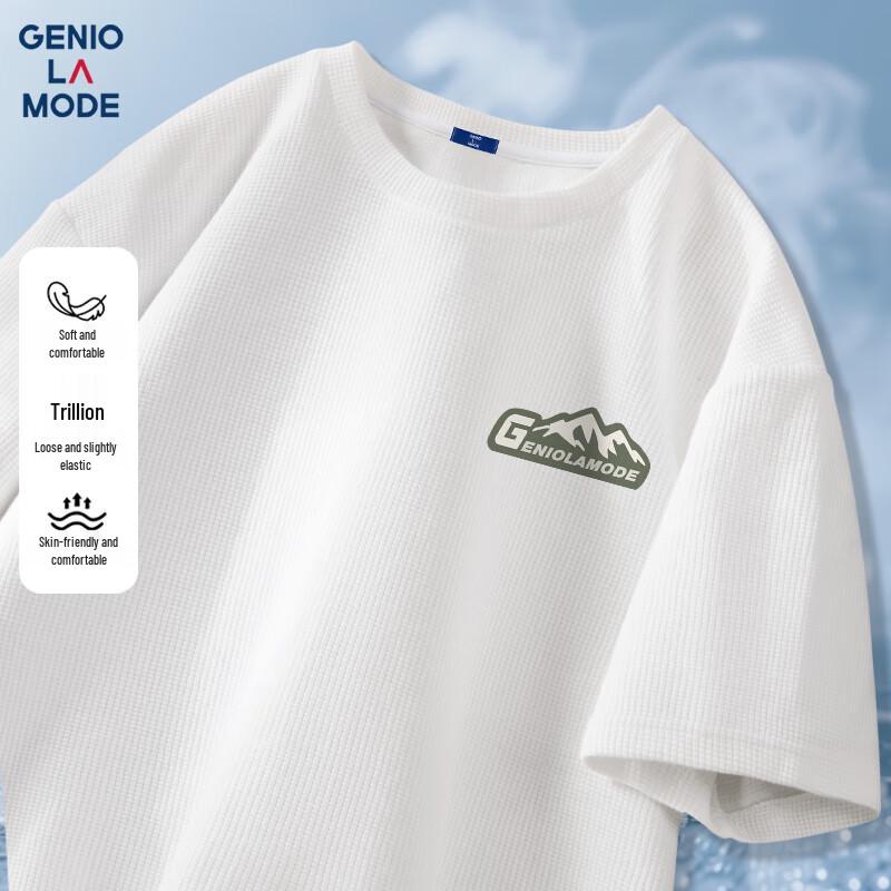 GENIOLAMODE Men s Waffle Knit Short Sleeve T-Shirt M