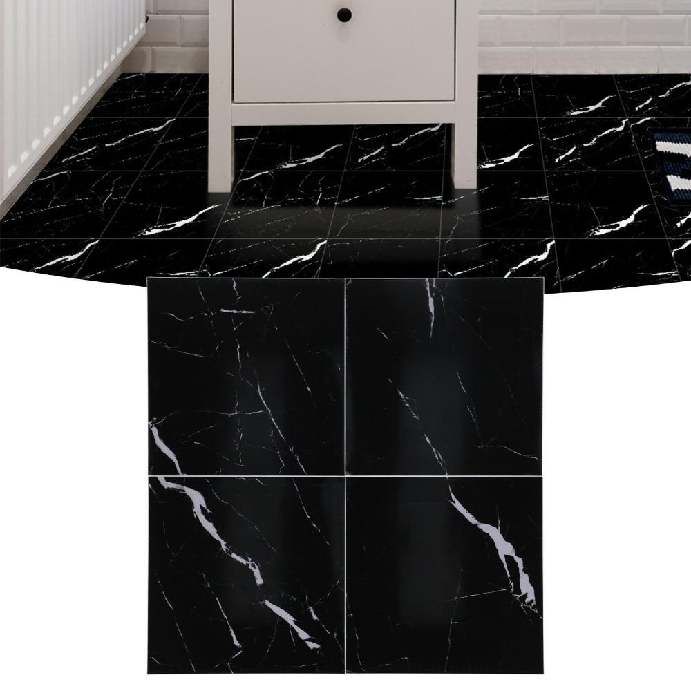 4Pcs Black (Dark Coffee) Self Adhesive Floor Decals Marble Tile Stickers for Stairs