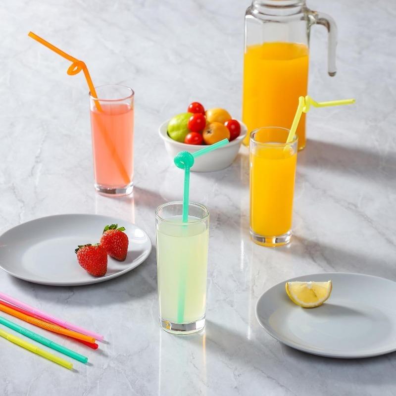 100/200PCS Disposable Drinking Straws Plastic Colorful Foldable Straws Wedding Party Christmas Kitchen Bar Drinks Accessories