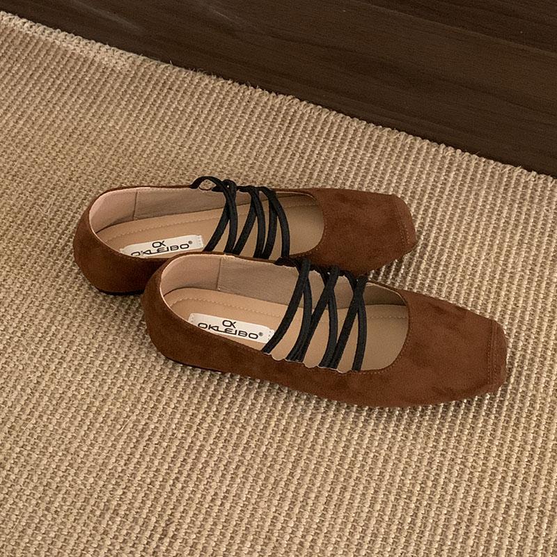 Fashion New Fashion Elastic Band Women Flats Slip On Shoes Soft Female Shallow Footwear Square Toe Ladies Mary Janes Flats Shoes