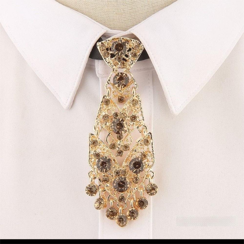 Fashion Rhinestone Tie Short Length Metal Short Tie Special Sparkle Costume Tie  Wine Party
