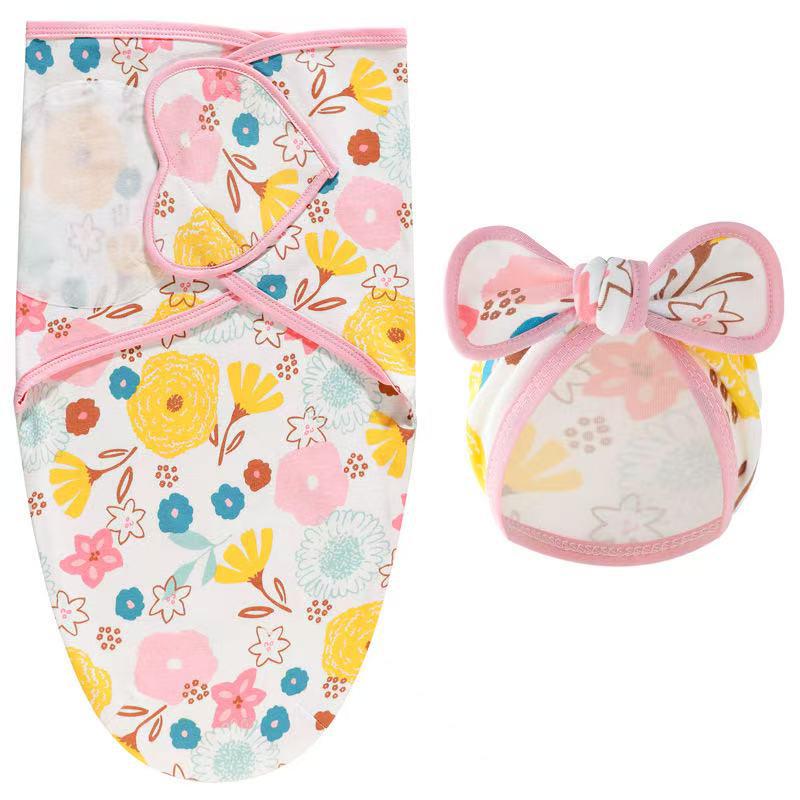 Newborn Swaddle Set: Silk Sleep Bag & Heart Blanket with Indian Hat