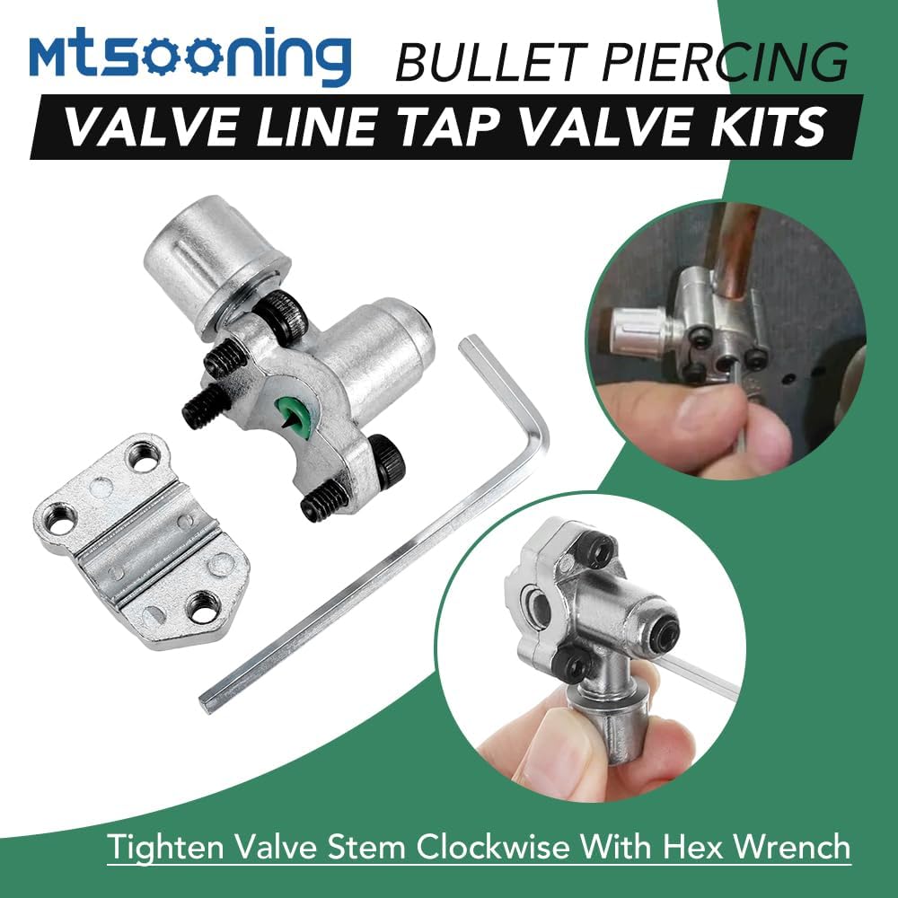 BPV-31 Bullet Piercing Valve Line Tap Valve Kits, Adjustable Valve for 1/4 Inch, 5/16 Inch, 3/8 Inch Outside Diameter Pipes, Replace for AP4502525,