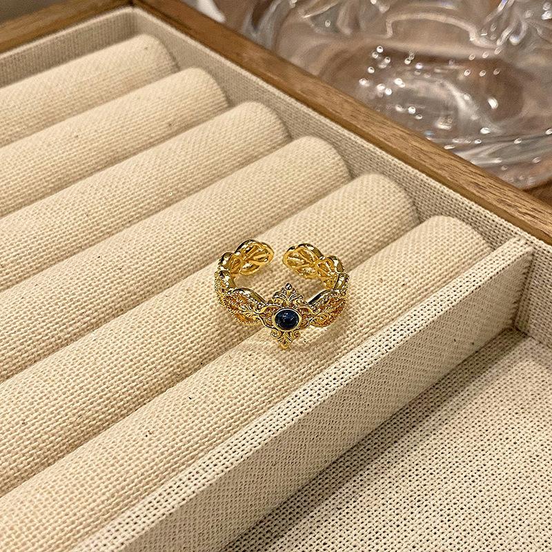 Medieval Vintage Light Luxury High-End Open Ring Niche Design Enamel National Tide Ring