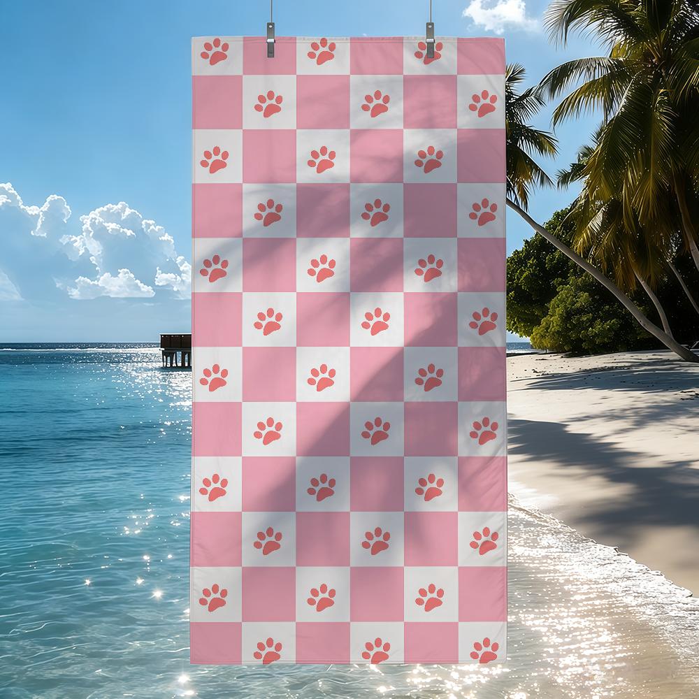 Cute Checkered Pattern Towel Quick Drying Beach Towels Are Suitable For Swimming Pools Camping Yoga And The Gym