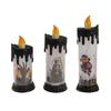 Electronic Candle Light, Fun Halloween Spooky LED Candle, 3-Color Flickering Realistic Flame Safe Battery Light for Party Decor Desktop Ornament