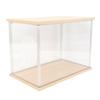Clear   Display Case Plastic Display Box for Collectibles Doll Home Storage Organizing Toys Wood Base 14.3x8.7 .7in