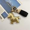 999 Pure Gold Cute Cartoon Horse Keychain Pendant - Year of the Horse Mobile Ornament Gift
