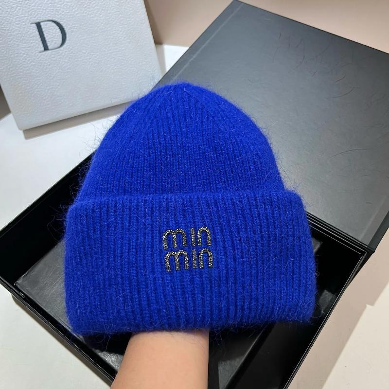 

Luxury rhinestone Letters Fashion Winter hats for men and women Real rabbit fur wool Skullies Beanies Knit hats for men and wome синій